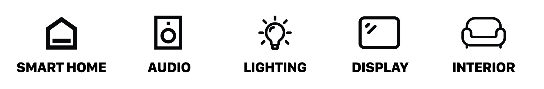 Smart Home · Audio · Lighting · Display · Interior